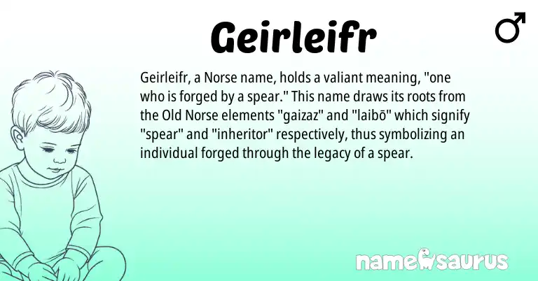 Infographic about Geirleifr name meaning, Geirleifr is a name from Old Norse, Norse origin(s).