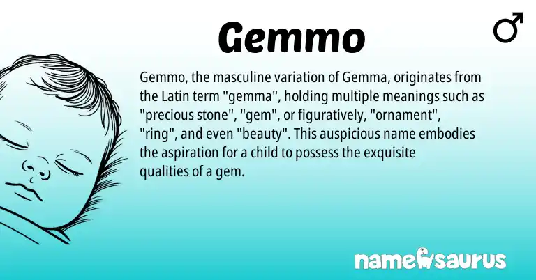 Infographic about Gemmo name meaning, Gemmo is a name from Latin origin(s).
