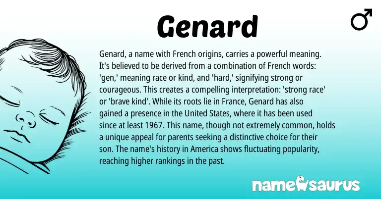 Infographic about Genard name meaning, Genard is a name from French, English origin(s).