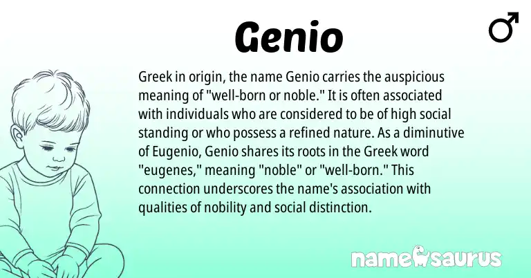 Infographic about Genio name meaning, Genio is a name from Greek origin(s).