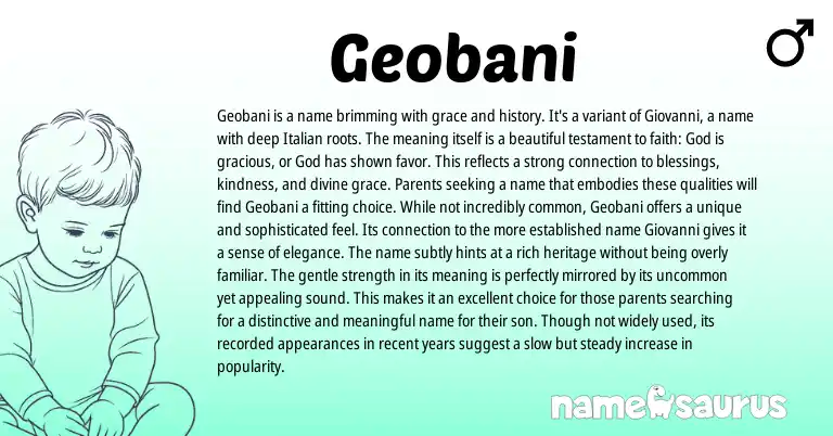 Infographic about Geobani name meaning, Geobani is a name from Italian origin(s).