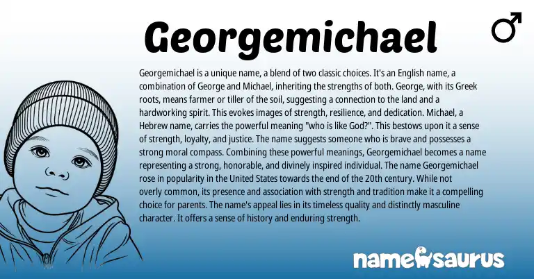 Infographic about Georgemichael name meaning, Georgemichael is a name from Greek, Hebrew origin(s).