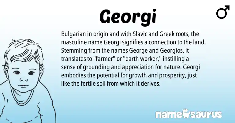 Infographic about Georgi name meaning, Georgi is a name from Bulgarian, Greek, Slavic origin(s).