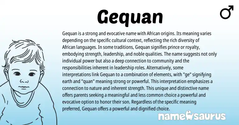 Infographic about Gequan name meaning, Gequan is a name from African origin(s).
