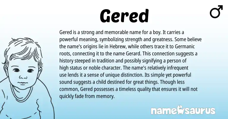 Infographic about Gered name meaning, Gered is a name from Hebrew origin(s).