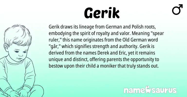 Infographic about Gerik name meaning, Gerik is a name from Old German, German, Polish origin(s).