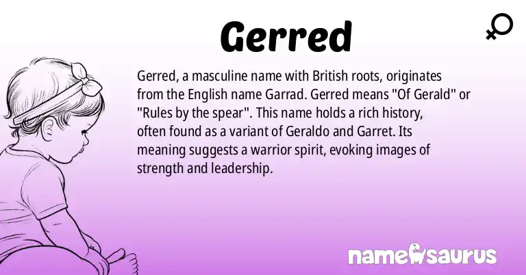 Infographic about Gerred name meaning, Gerred is a name from British origin(s).