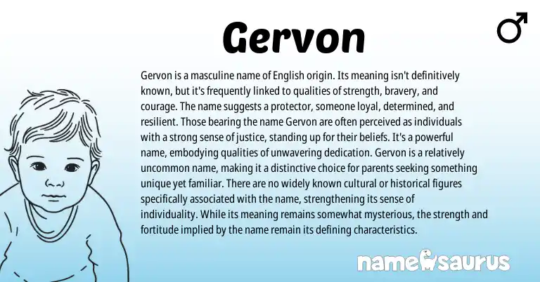 Infographic about Gervon name meaning, Gervon is a name from English origin(s).