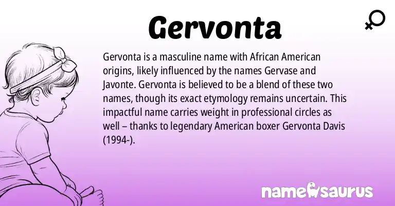 Infographic about Gervonta name meaning, Gervonta is a name from African American origin(s).