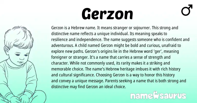 Infographic about Gerzon name meaning, Gerzon is a name from Hebrew origin(s).