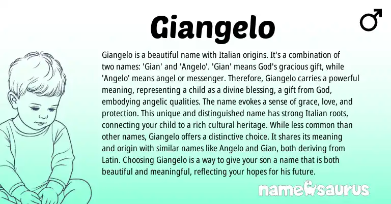 Infographic about Giangelo name meaning, Giangelo is a name from Italian origin(s).