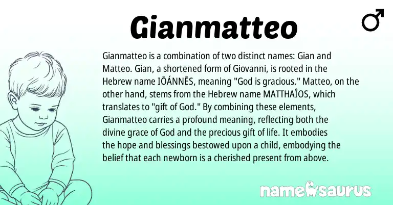 Infographic about Gianmatteo name meaning, Gianmatteo is a name from Hebrew origin(s).