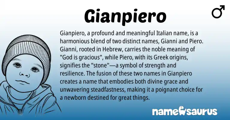 Infographic about Gianpiero name meaning, Gianpiero is a name from Greek, Hebrew, Italian origin(s).