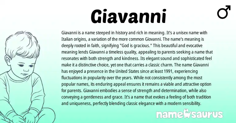 Infographic about Giavanni name meaning, Giavanni is a name from Italian origin(s).