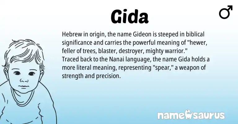 Infographic about Gida name meaning, Gida is a name from Nanai, Hebrew origin(s).