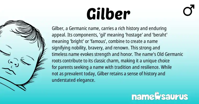 Infographic about Gilber name meaning, Gilber is a name from Germanic origin(s).