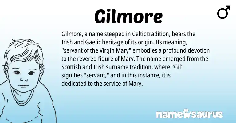 Infographic about Gilmore name meaning, Gilmore is a name from Irish, Gaelic, Celtic, Scottish origin(s).
