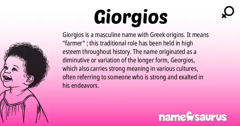 Infographic about Giorgios name meaning, Giorgios is a name from Greek origin(s).