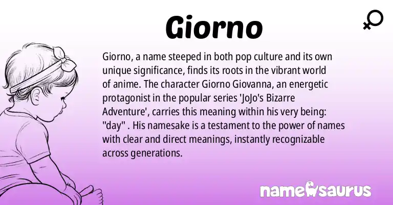 Infographic about Giorno name meaning, Giorno is a name from Popular Culture origin(s).