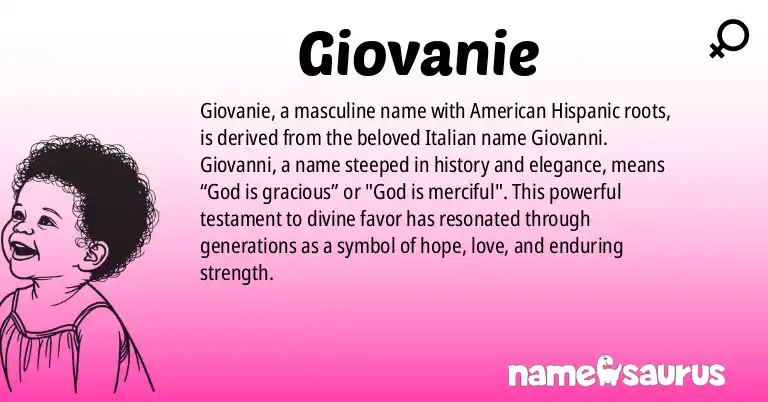Infographic about Giovanie name meaning, Giovanie is a name from American (Hispanic) origin(s).