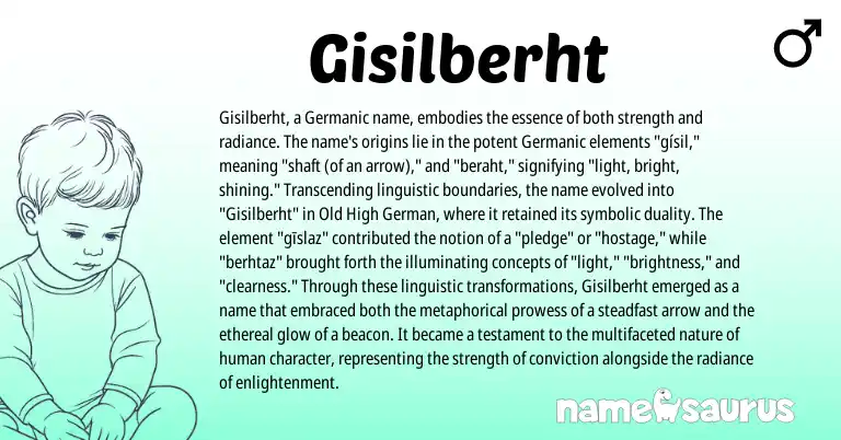 Infographic about Gisilberht name meaning, Gisilberht is a name from Old High German, Germanic origin(s).