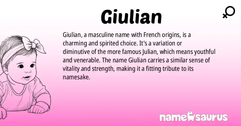 Infographic about Giulian name meaning, Giulian is a name from French origin(s).