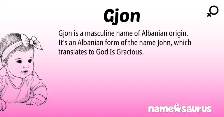 Infographic about Gjon name meaning, Gjon is a name from Albanian origin(s).