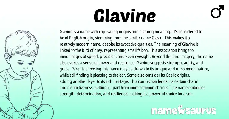 Infographic about Glavine name meaning, Glavine is a name from English origin(s).