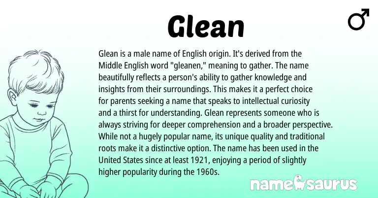 Infographic about Glean name meaning, Glean is a name from Other origin(s).