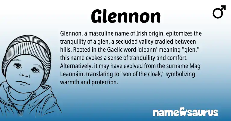 Infographic about Glennon name meaning, Glennon is a name from Irish, Gaelic origin(s).