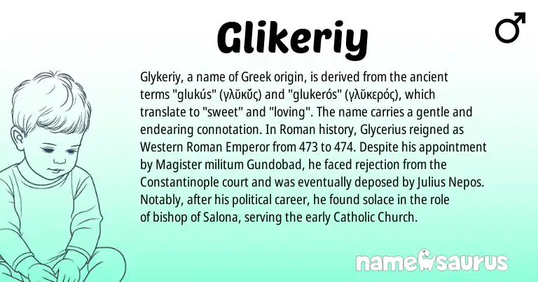 Infographic about Glikeriy name meaning, Glikeriy is a name from Roman, Greek origin(s).