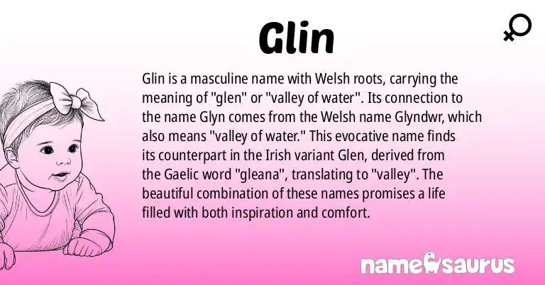 Infographic about Glin name meaning, Glin is a name from Welsh origin(s).