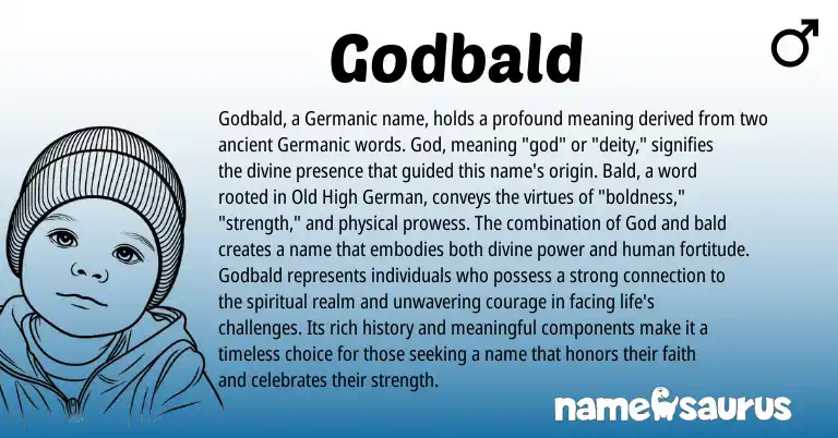 Infographic about Godbald name meaning, Godbald is a name from Old High German, Germanic origin(s).