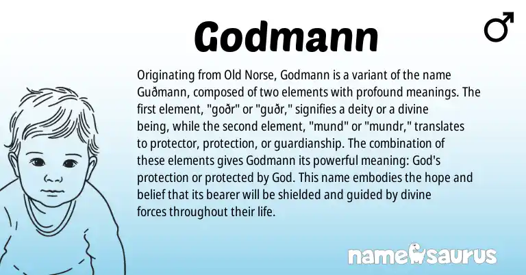 Infographic about Godmann name meaning, Godmann is a name from Old Norse origin(s).