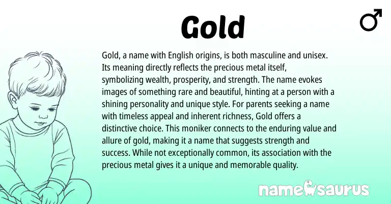 Infographic about Gold name meaning, Gold is a name from Latin, English origin(s).