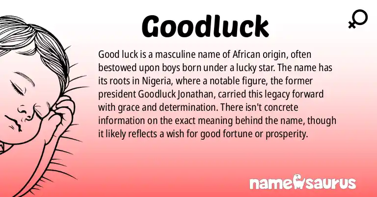 Infographic about Goodluck name meaning, Goodluck is a name from African origin(s).