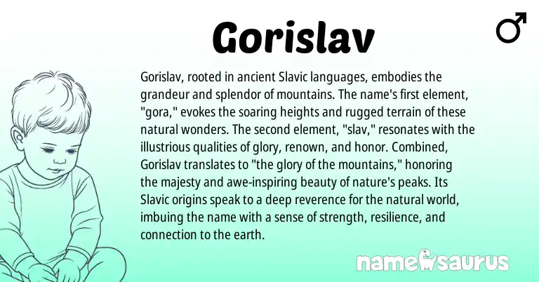 Infographic about Gorislav name meaning, Gorislav is a name from Slavic origin(s).