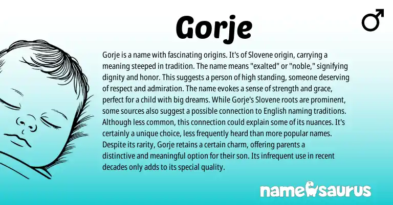Infographic about Gorje name meaning, Gorje is a name from Slovene origin(s).