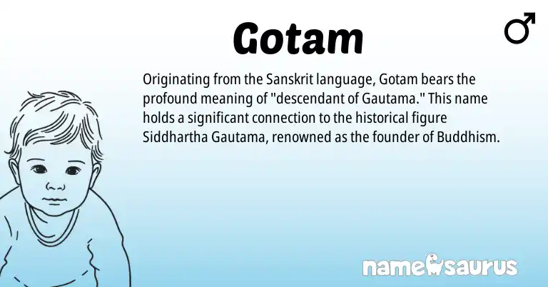 Infographic about Gotam name meaning, Gotam is a name from Sanskrit, Buddhism origin(s).