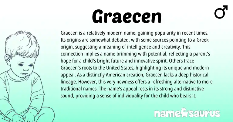 Infographic about Graecen name meaning, Graecen is a name from Greek origin(s).
