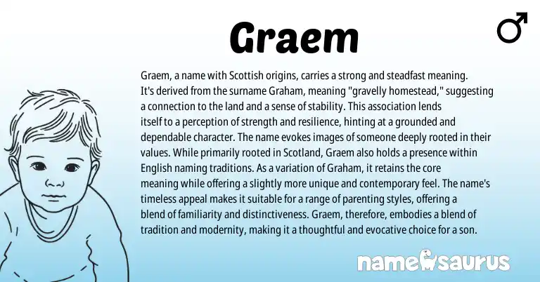 Infographic about Graem name meaning, Graem is a name from Scottish origin(s).