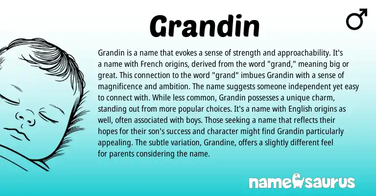 Infographic about Grandin name meaning, Grandin is a name from French origin(s).