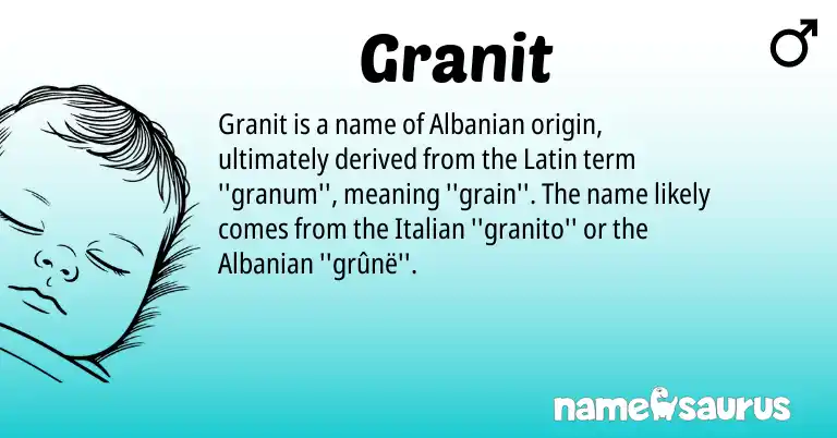 Infographic about Granit name meaning, Granit is a name from Albanian, Latin, Italian origin(s).