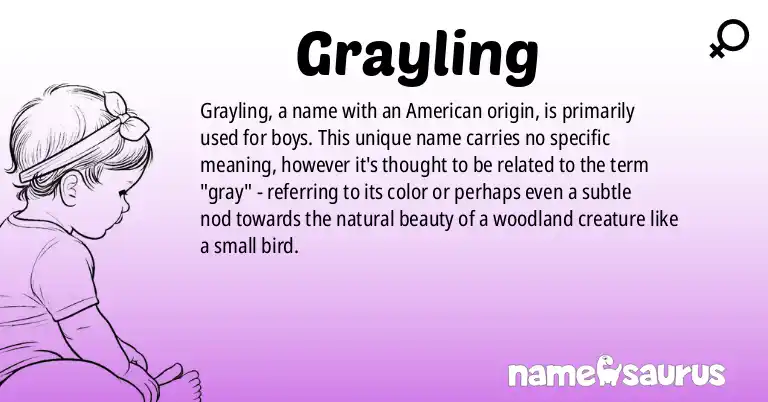 Infographic about Grayling name meaning, Grayling is a name from American origin(s).