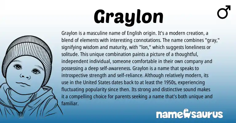 Infographic about Graylon name meaning, Graylon is a name from English origin(s).