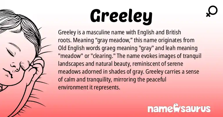 Infographic about Greeley name meaning, Greeley is a name from English, British origin(s).