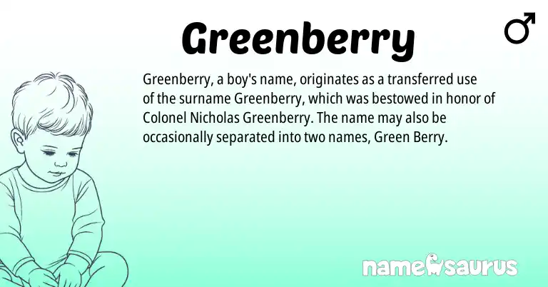 Infographic about Greenberry name meaning, Greenberry is a name from N/A origin(s).