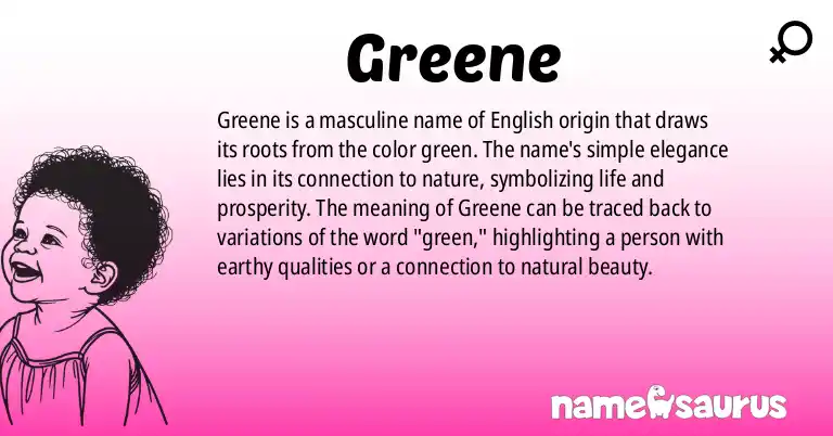 Infographic about Greene name meaning, Greene is a name from English origin(s).