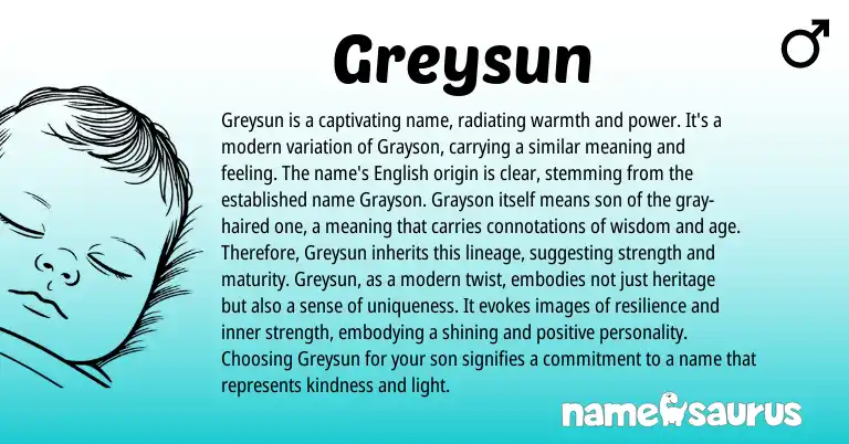 Infographic about Greysun name meaning, Greysun is a name from Other origin(s).