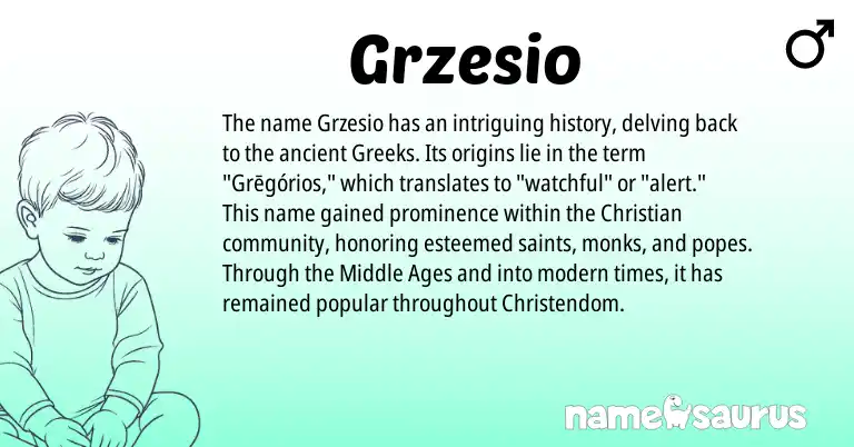 Infographic about Grzesio name meaning, Grzesio is a name from Poland origin(s).